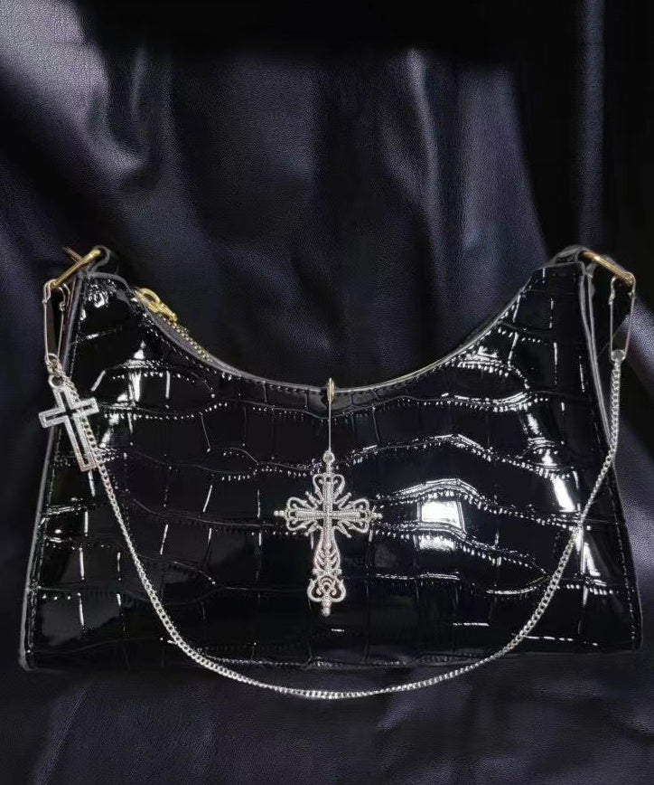 Beautiful Chain Linked Decorated Solid Durable Faux Leather Hobo Bag