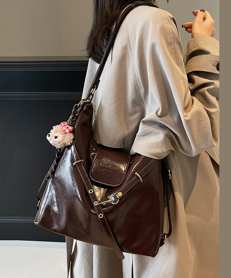 Beautiful Coffee Durable Faux Leather Shoulder Bag