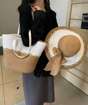 Beautiful Colorblock Patchwork Solid Durable Straw Woven Shoulder Bags