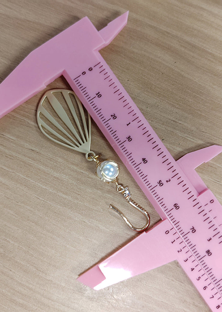 Beautiful Fan-shaped 14K Gold Pearl Drop Earrings 2025 new style