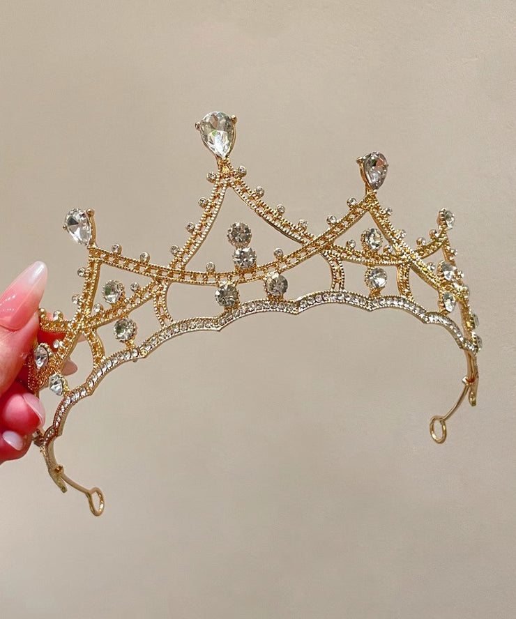 Beautiful Gold Alloy Zircon Hollow Out Crown