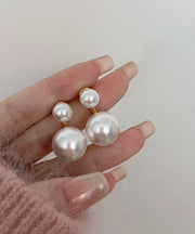 Beautiful Gold Copper Alloy Pearl Hoop Earrings