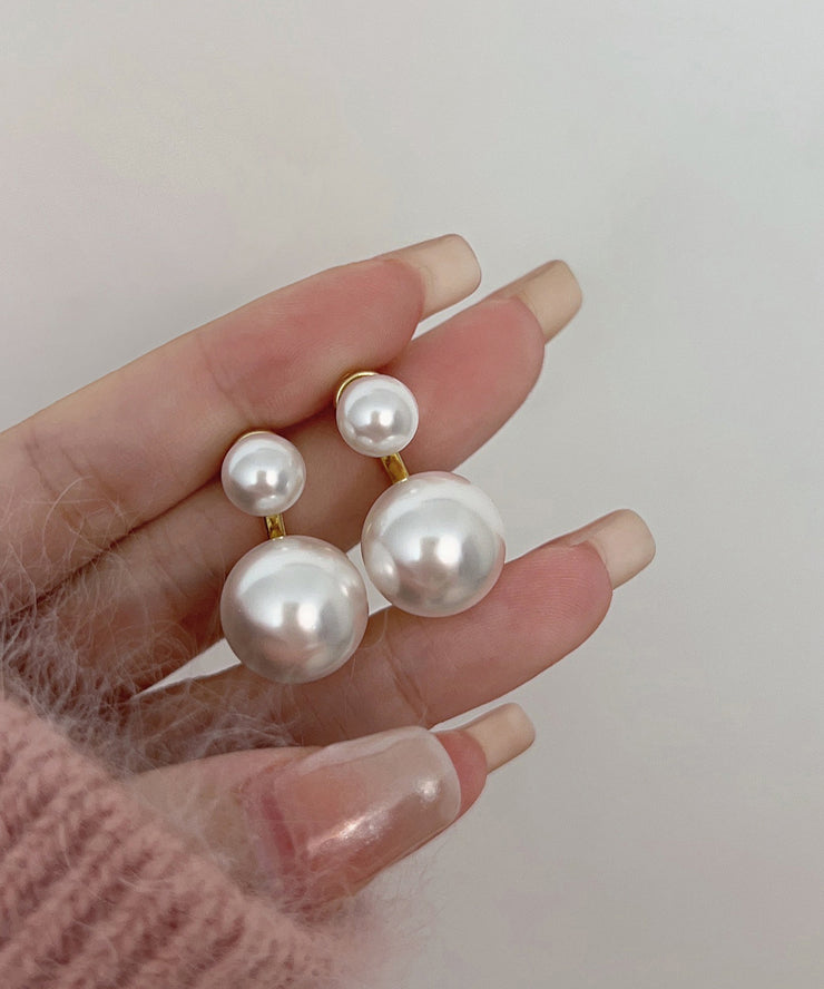 Beautiful Gold Copper Alloy Pearl Hoop Earrings
