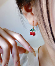 Beautiful Gold Copper Overgild Cherry Drop Earrings