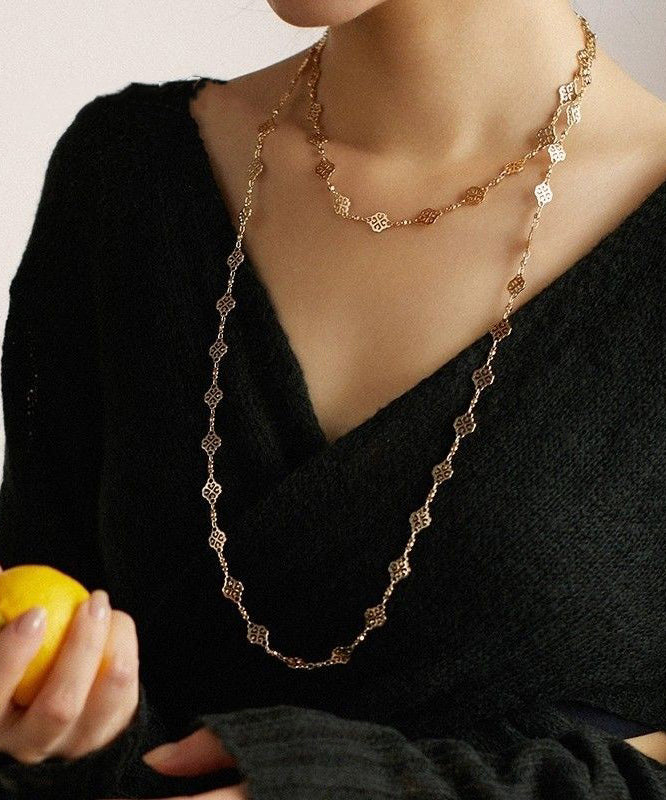 Beautiful Gold Copper Overgild Hollow Out Carving Necklace