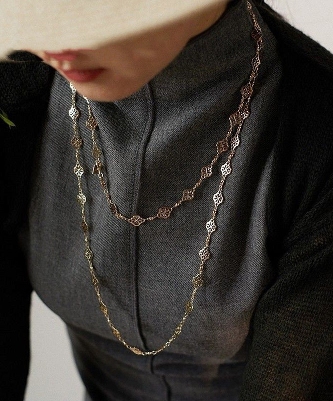 Beautiful Gold Copper Overgild Hollow Out Carving Necklace