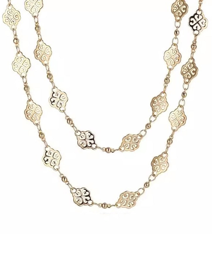 Beautiful Gold Copper Overgild Hollow Out Carving Necklace