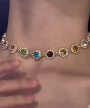 Beautiful Gold Copper Overgirl Zircon Collar Necklace