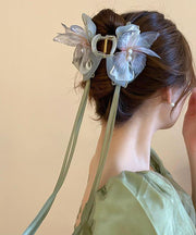 Beautiful Green Acrylic Fabric Pearl Bow Ribbon Hairpin