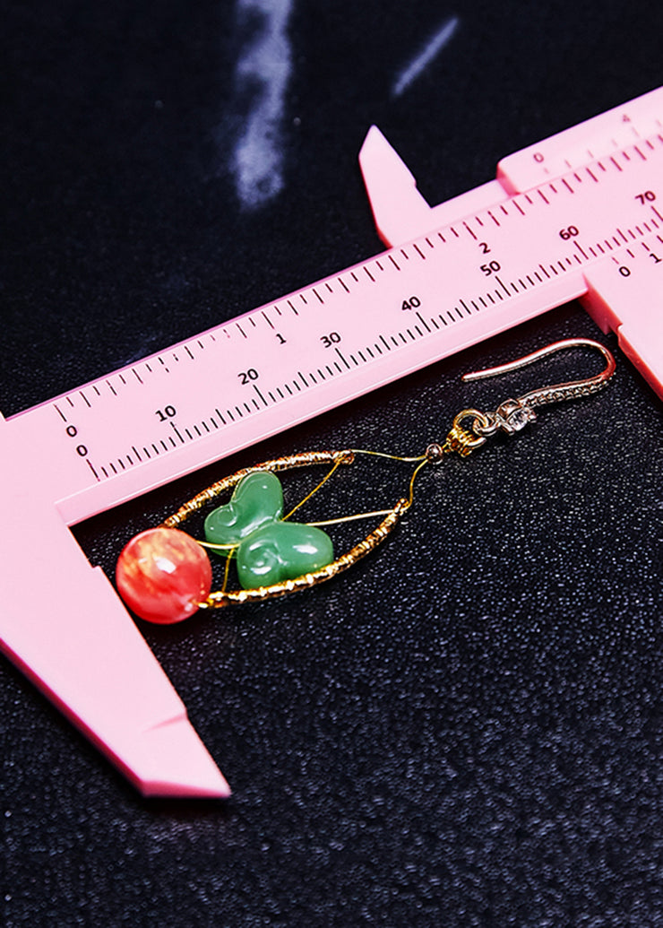 Beautiful Green Butterfly Jade Original Design Drop Earrings