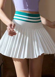 Beautiful Green Striped High Waist Tennis Pleated Skirt