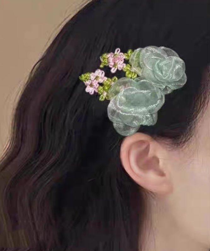 Beautiful Green Tulle Floral Weave Hairpin
