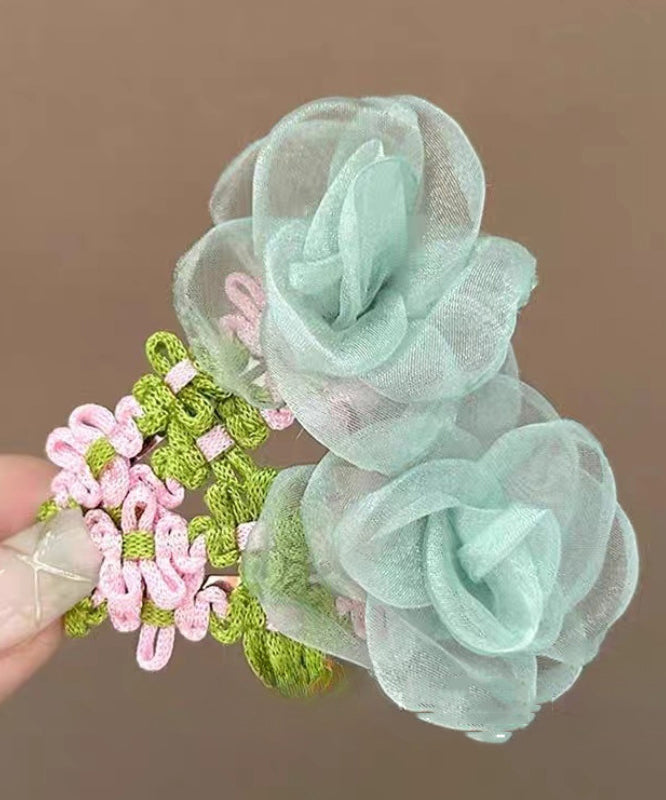 Beautiful Green Tulle Floral Weave Hairpin