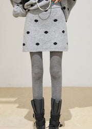 Beautiful Grey Oversized Cozy Knit Two Pieces Set Winter