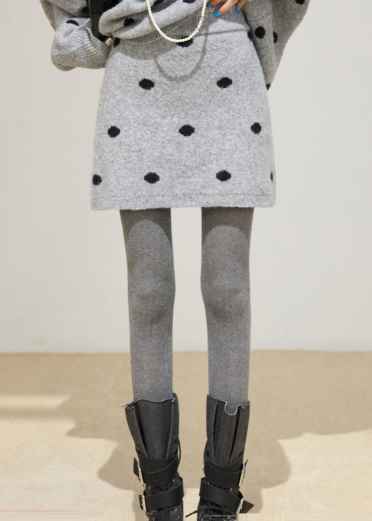 Beautiful Grey Oversized Cozy Knit Two Pieces Set Winter