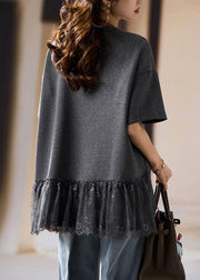 Beautiful Grey Oversized Nail Bead Cotton Tank Summer