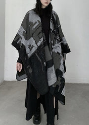 Beautiful Grey Oversized Print Knit Scarf