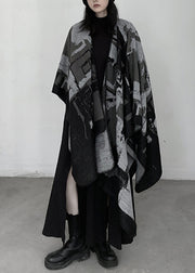 Beautiful Grey Oversized Print Knit Scarf