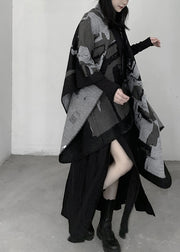 Beautiful Grey Oversized Print Knit Scarf