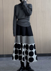 Beautiful Grey Turtle Neck Asymmetrical Design Knit Pullover Winter