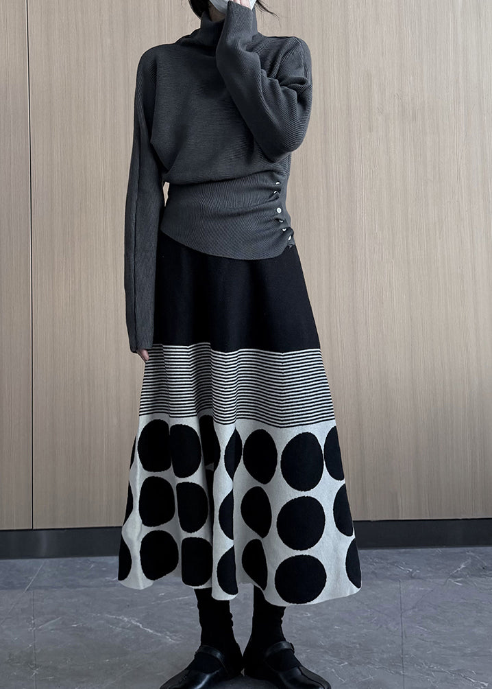 Beautiful Grey Turtle Neck Asymmetrical Design Knit Pullover Winter