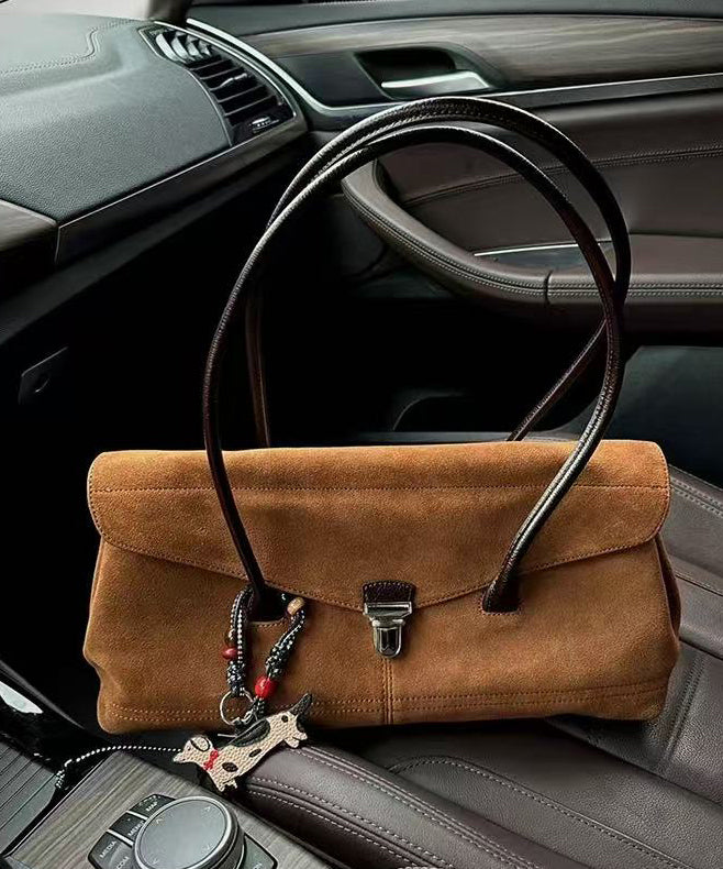 Beautiful Khaki Patchwork Durable Faux Suede Shoulder Bags
