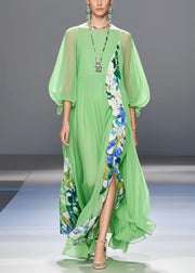 Beautiful Light Green Patchwork Side Open Chiffon Party Dresses Bracelet Sleeve