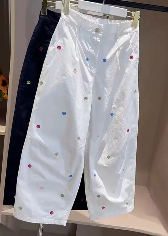 Beautiful Love Embroidered Cotton Harem Pants Fall
