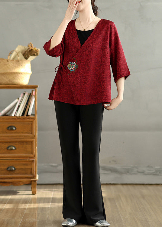 Beautiful Mulberry Embroidered Silk Shirt Half Sleeve