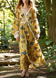 Beautiful Multicolour Butterfly Chiffon Vacation Dresses Spring
