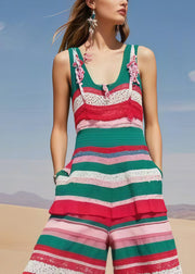 Beautiful Multicolour Striped Cotton Jumpsuits Summer