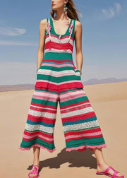 Beautiful Multicolour Striped Cotton Jumpsuits Summer
