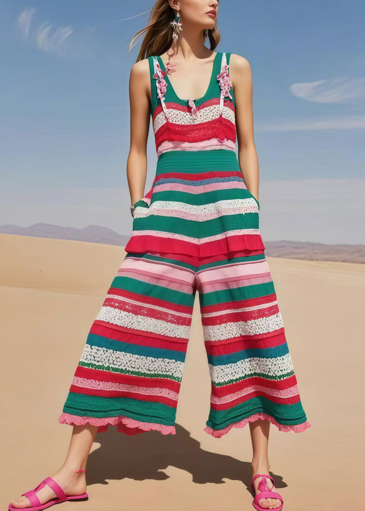 Beautiful Multicolour Striped Cotton Jumpsuits Summer