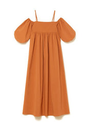 Beautiful Orange Cold Shoulder Cotton Vestidos Dresses Summer