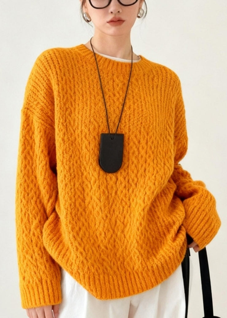 Beautiful Orange Oversized Warm Knit Sweater Tops Winter