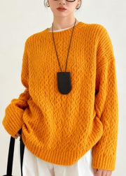 Beautiful Orange Oversized Warm Knit Sweater Tops Winter