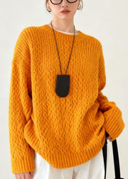 Beautiful Orange Oversized Warm Knit Sweater Tops Winter