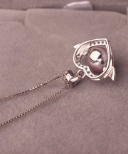 Beautiful Pink Sterling Silver Overgild Pearl Zircon Pendant Necklace