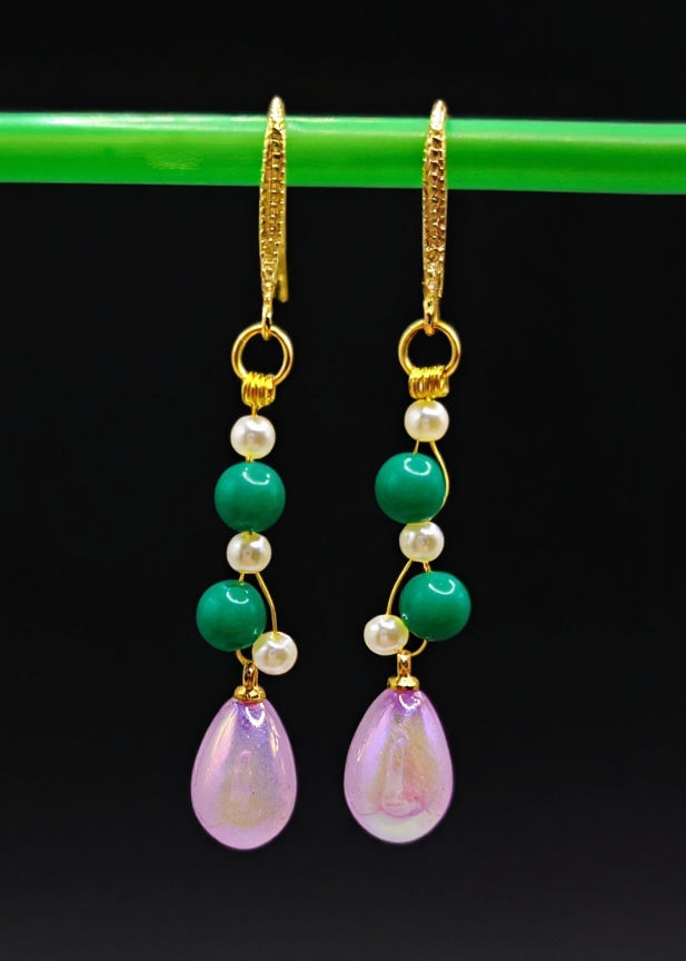 Beautiful Pink Water Droplet Acrylic Drop Earrings