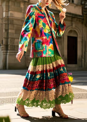 Beautiful Polychrome Hollow Out Exra Large Hem Lace Skirt Spring