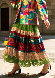 Beautiful Polychrome Hollow Out Exra Large Hem Lace Skirt Spring