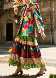 Beautiful Polychrome Hollow Out Exra Large Hem Lace Skirt Spring