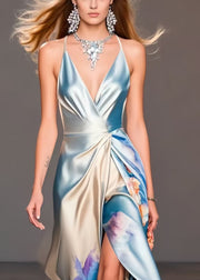 Beautiful Print Asymmetrical Design Backless Vestidos Dress Summer