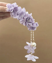 Beautiful Purple Alloy Floral Pearl Beading Tassel Hairpin