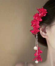 Beautiful Purple Alloy Floral Pearl Beading Tassel Hairpin