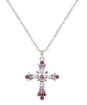 Beautiful Purple Alloy Zircon Cross Lariat Necklace