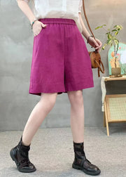 Beautiful Purple Oversized Pockets Linen Shorts Pants Summer
