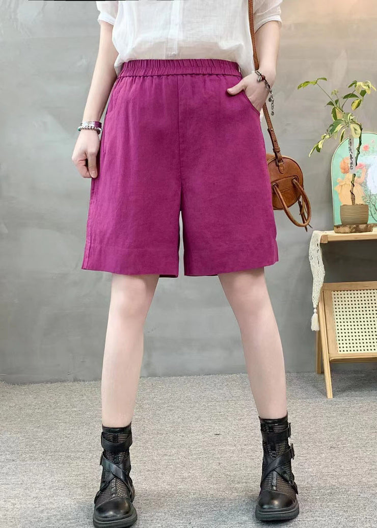 Beautiful Purple Oversized Pockets Linen Shorts Pants Summer