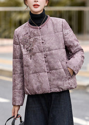 Beautiful Purple Sequins Nail Bead Fine Cotton Filled Jacket In Winter