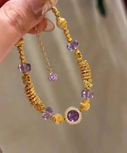 Beautiful Purple Stainless Steel Overgild Crystal Chain Bracelet